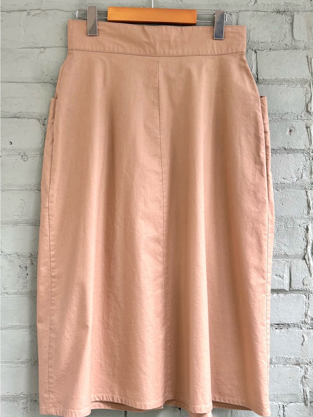 Vintage Beige Button-Front Midi Skirt - Picture 8 of 8